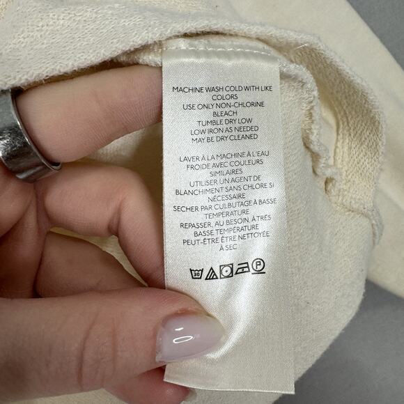 Pilcro Anthro Womens Sweatshirt M Beige Reworked Popover Terry Asymmetric Lounge - Picture 11 of 12